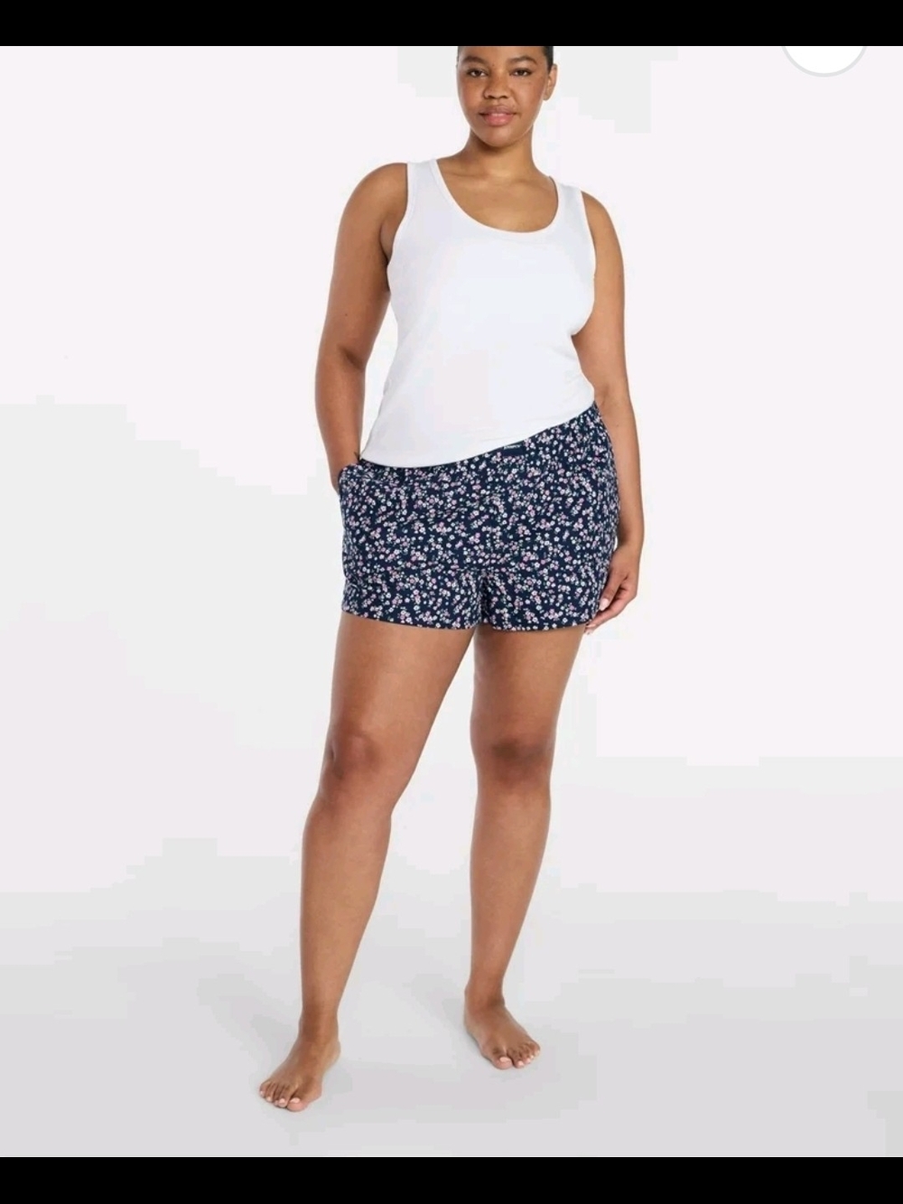 Joyspun NEW Floral Sleep Shorts Navy Blue Elastic Waist Small (4-6)